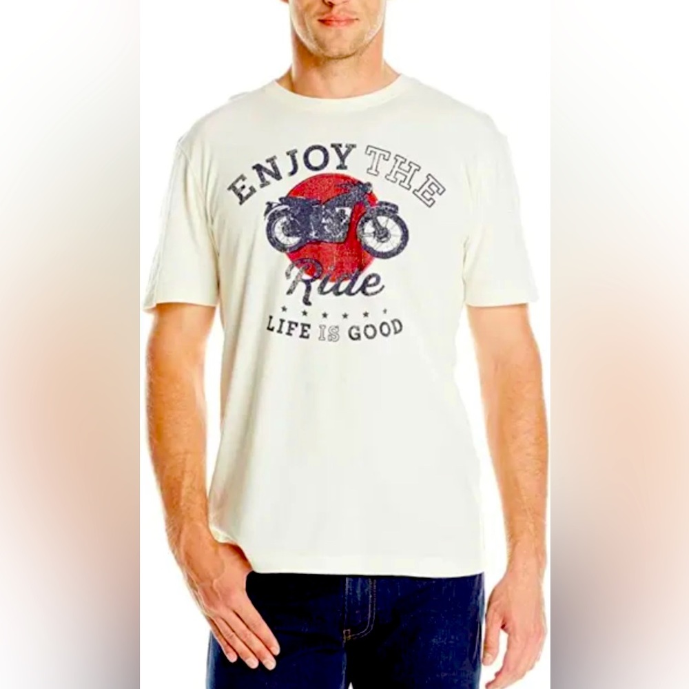 XL Men’s Life Is Good “Enjoy The Ride” motorcycle tee vintage distressed look